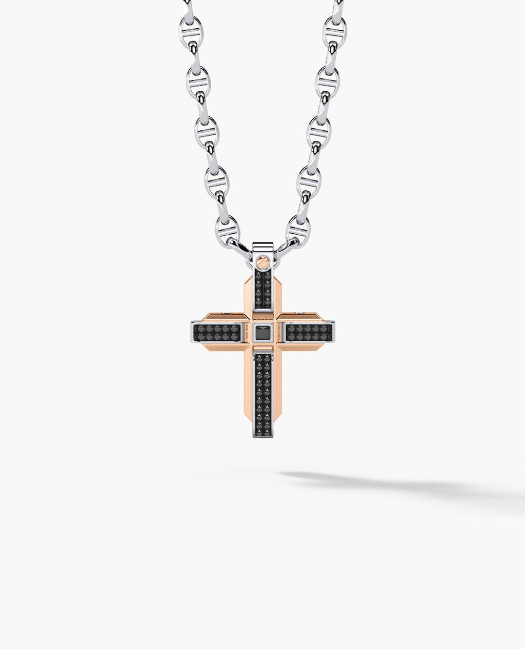 CROSS Two-Tone Gold Pendant with 0.60ct Black Diamonds