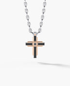 CROSS Two-Tone Gold Pendant with 0.60ct Black Diamonds