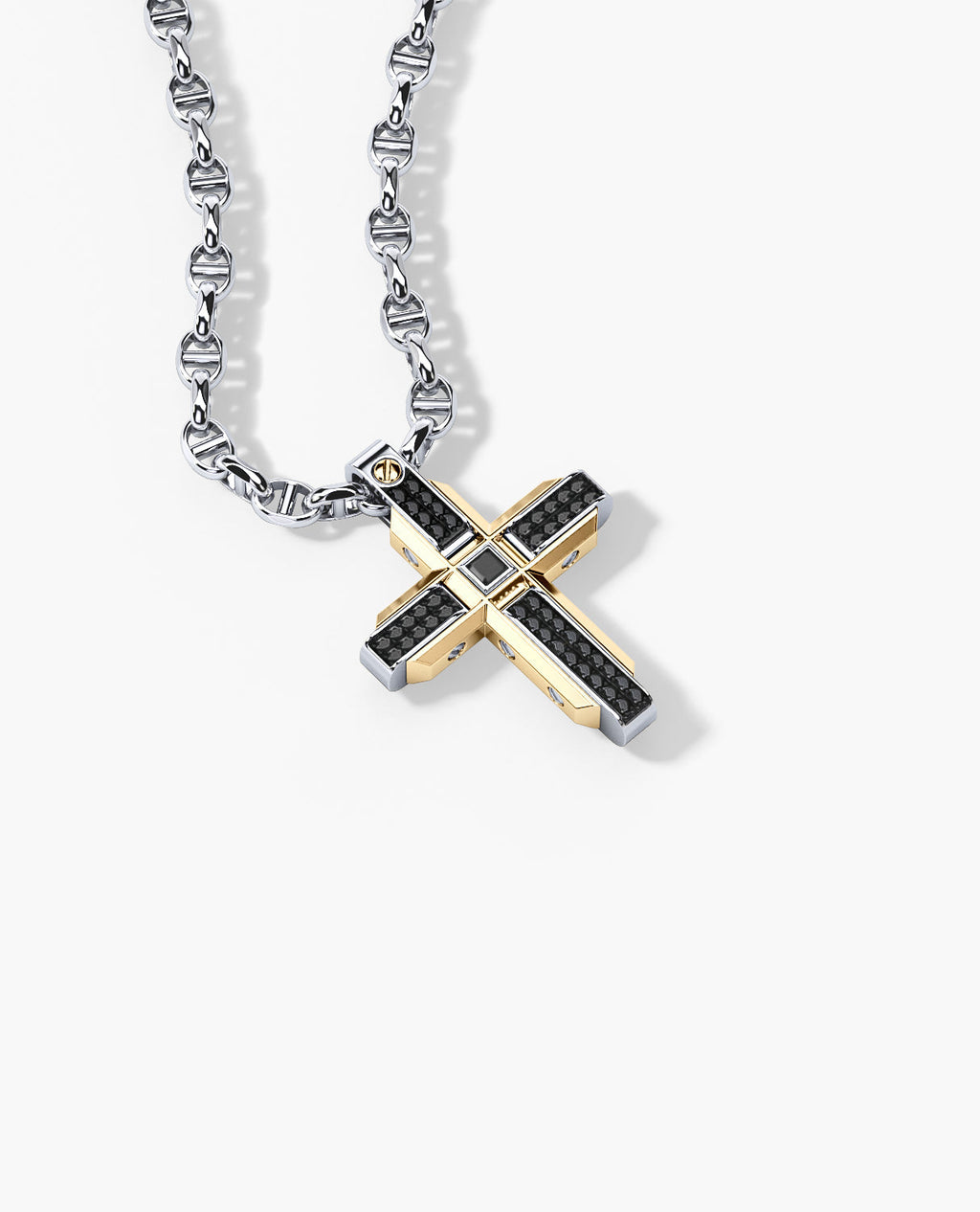 CROSS Two-Tone Gold Pendant with 0.60ct Black Diamonds