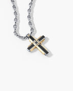 CROSS Two-Tone Gold Pendant with 0.60ct Black Diamonds
