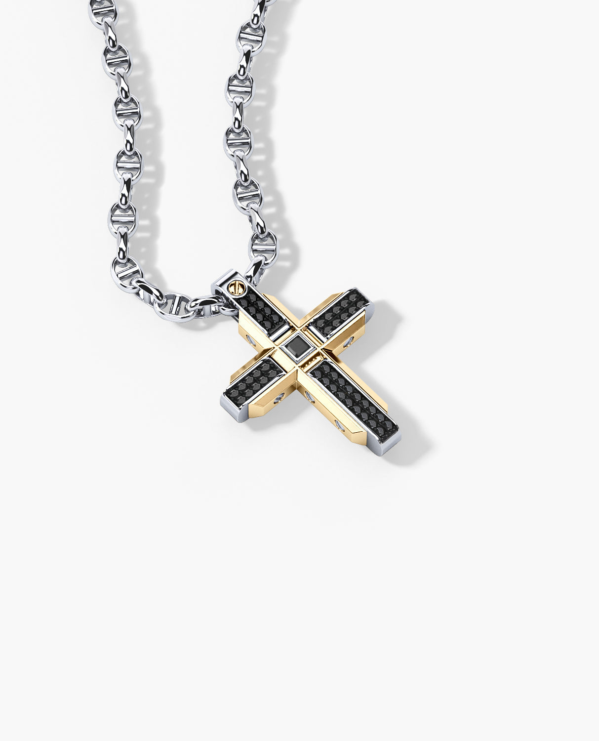 CROSS Two-Tone Gold Pendant with 0.60ct Black Diamonds