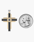 CROSS Two-Tone Gold Pendant with 0.60ct Black Diamonds