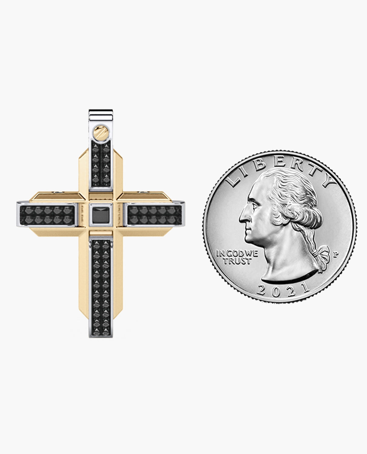 CROSS Two-Tone Gold Pendant with 0.60ct Black Diamonds