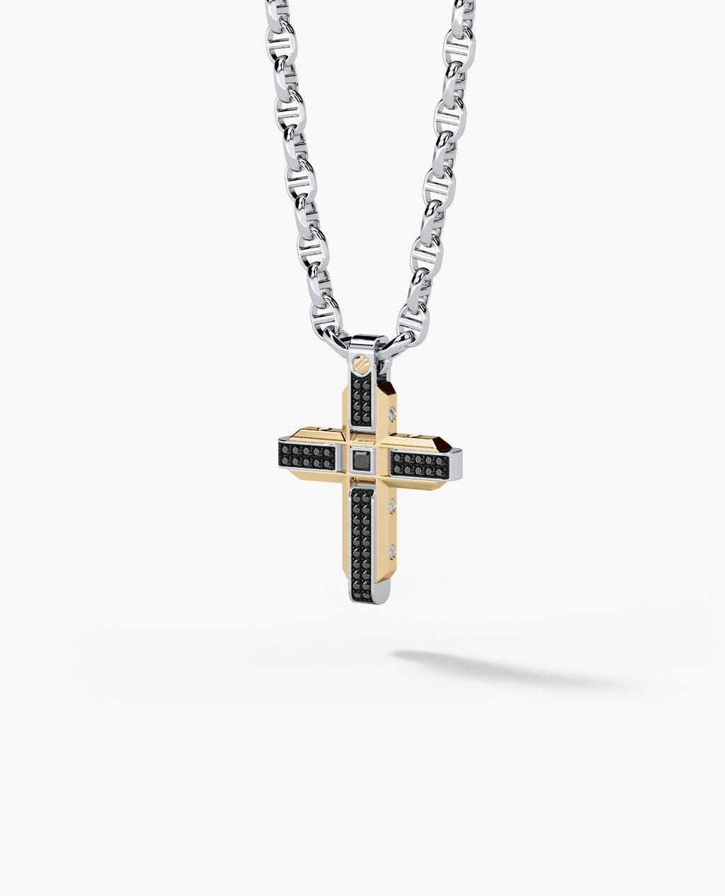 CROSS Two-Tone Gold Pendant with 0.60ct Black Diamonds