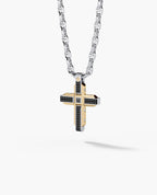 CROSS Two-Tone Gold Pendant with 0.60ct Black Diamonds