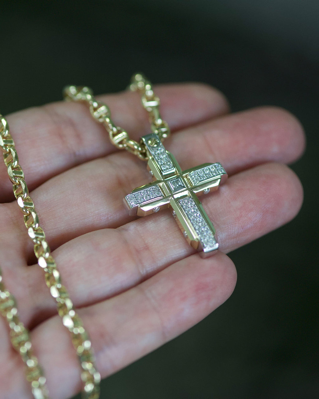 CROSS Two-Tone Gold Pendant with 0.60ct Diamonds