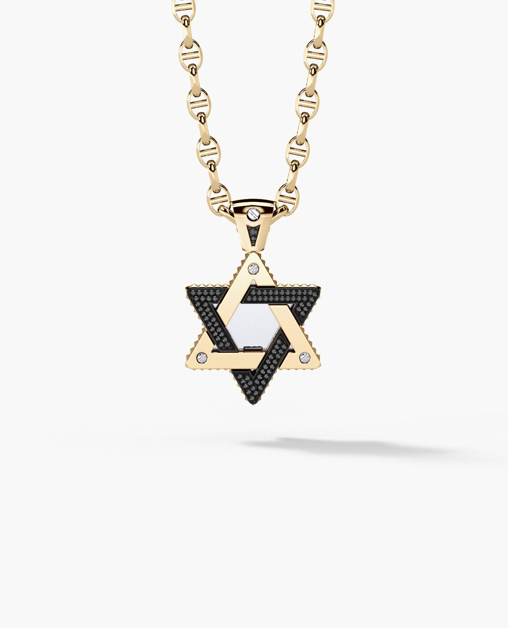 STAR OF DAVID Two-Tone Gold Pendant with 0.45ct Black Diamonds