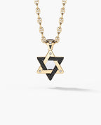 STAR OF DAVID Two-Tone Gold Pendant with 0.45ct Black Diamonds