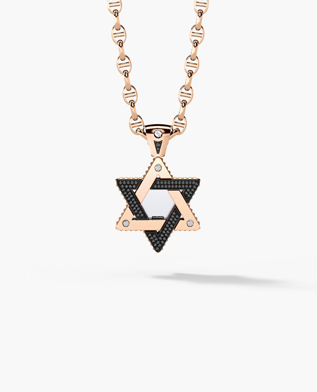 STAR OF DAVID Two-Tone Gold Pendant with 0.45ct Black Diamonds