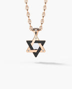 STAR OF DAVID Two-Tone Gold Pendant with 0.45ct Black Diamonds