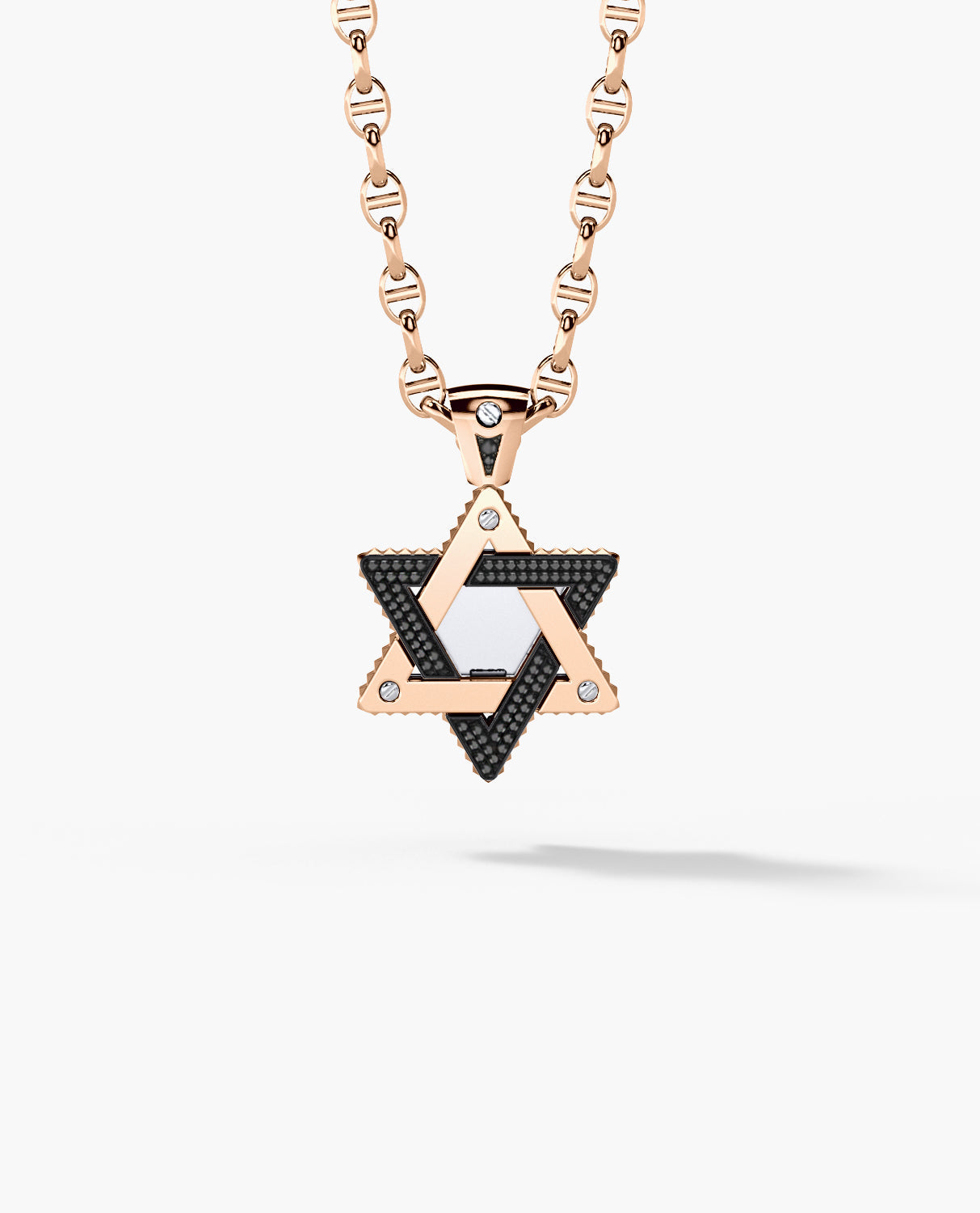 STAR OF DAVID Two-Tone Gold Pendant with 0.45ct Black Diamonds