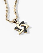 STAR OF DAVID Two-Tone Gold Pendant with 0.45ct Black Diamonds