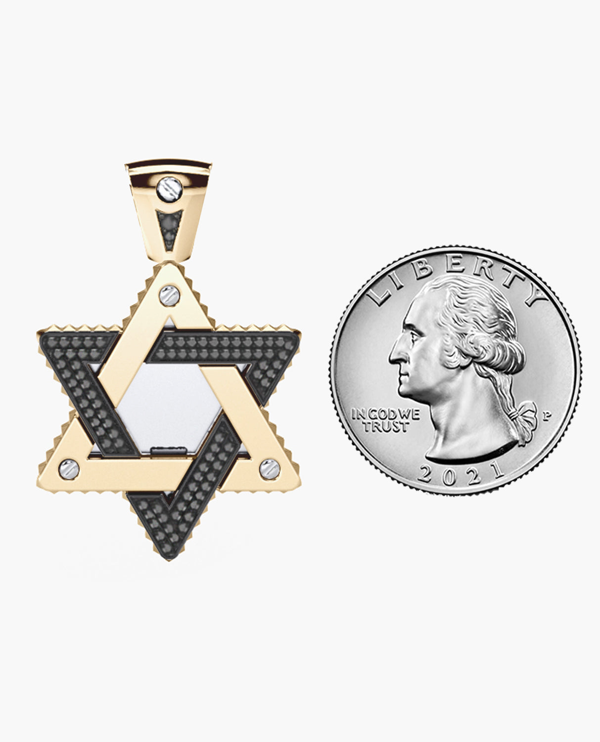 STAR OF DAVID Two-Tone Gold Pendant with 0.45ct Black Diamonds