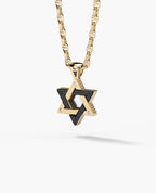 STAR OF DAVID Two-Tone Gold Pendant with 0.45ct Black Diamonds