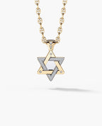 STAR OF DAVID Two-Tone Gold Pendant with 0.45ct Diamonds