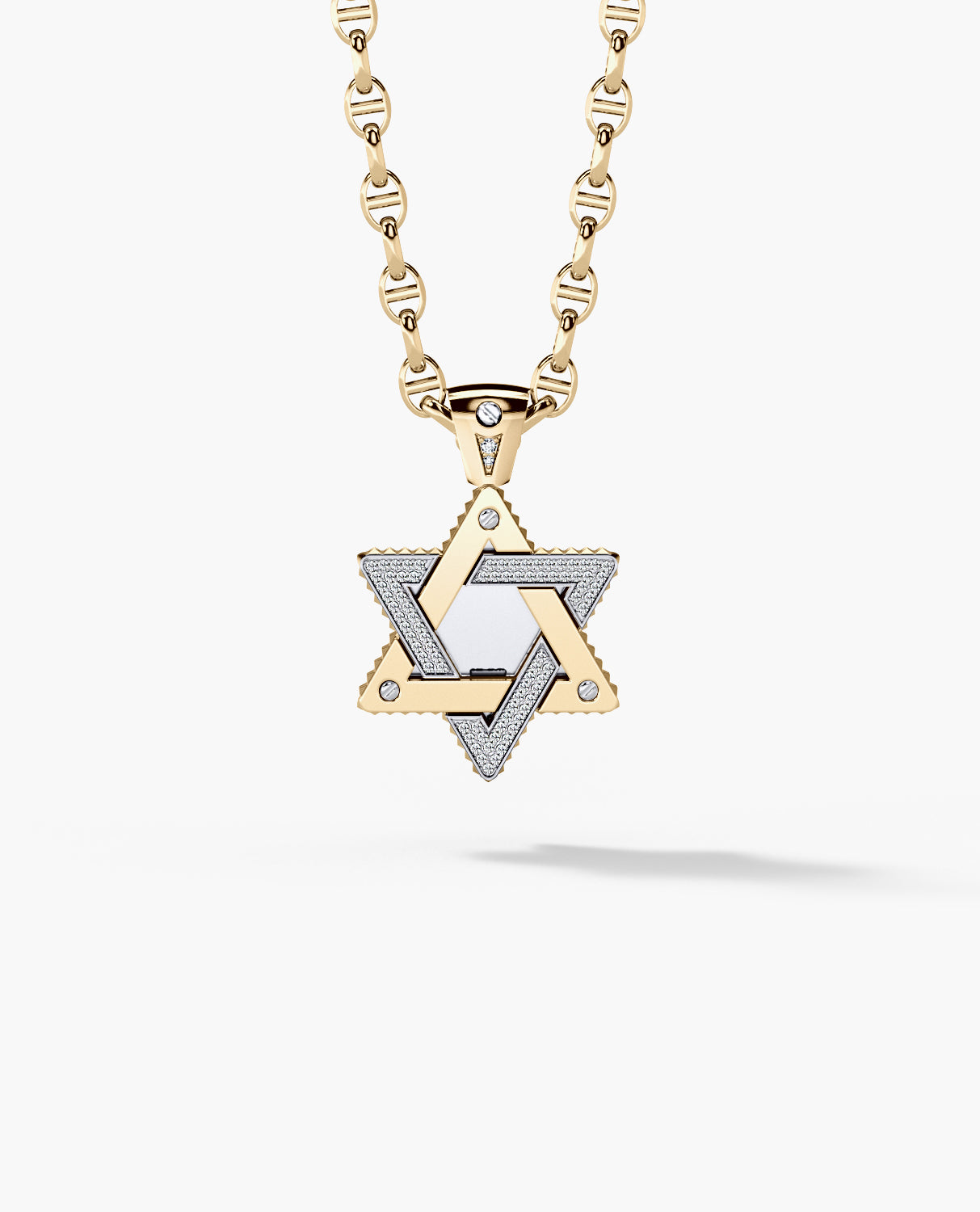STAR OF DAVID Two-Tone Gold Pendant with 0.45ct Diamonds