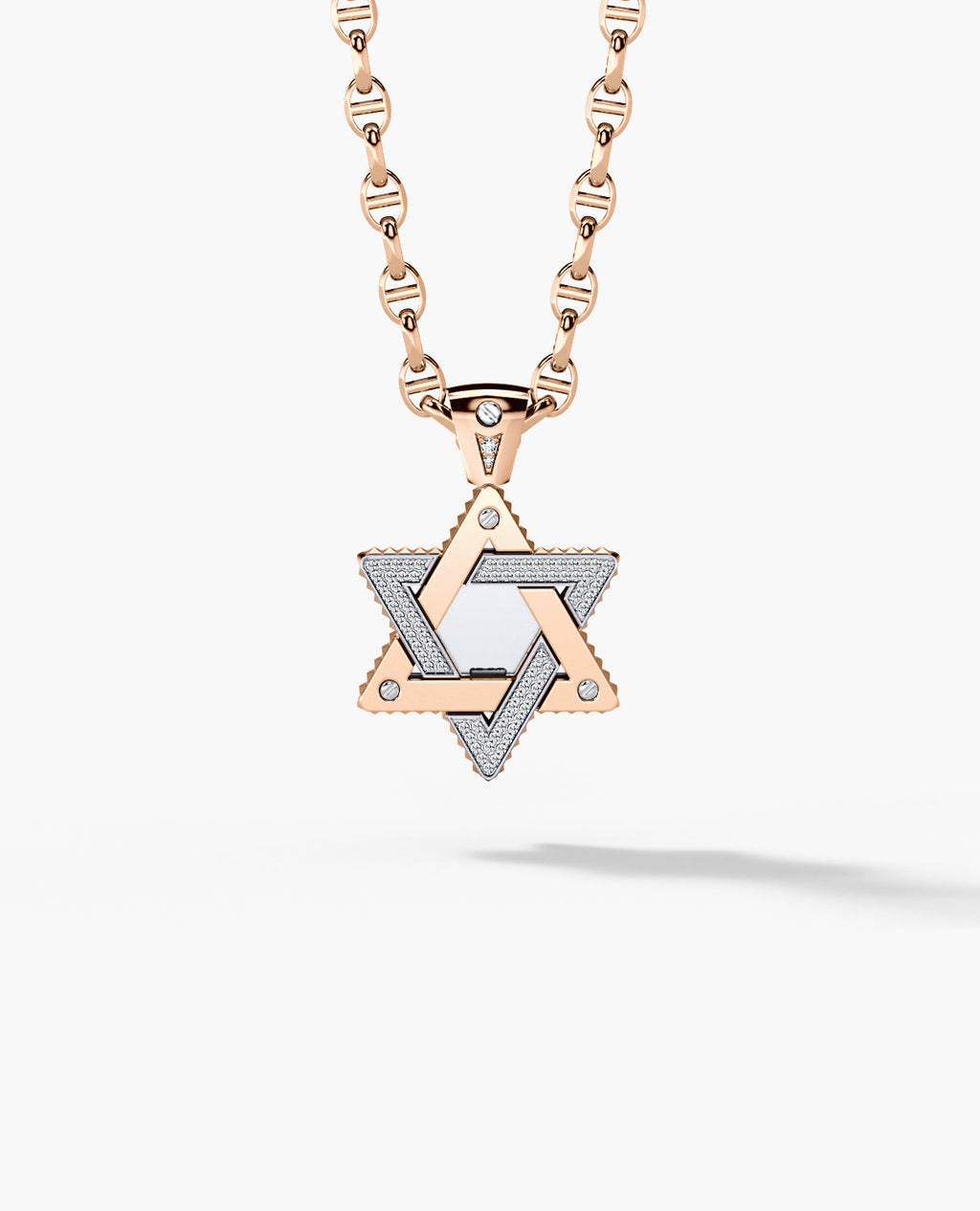 STAR OF DAVID Two-Tone Gold Pendant with 0.45ct Diamonds