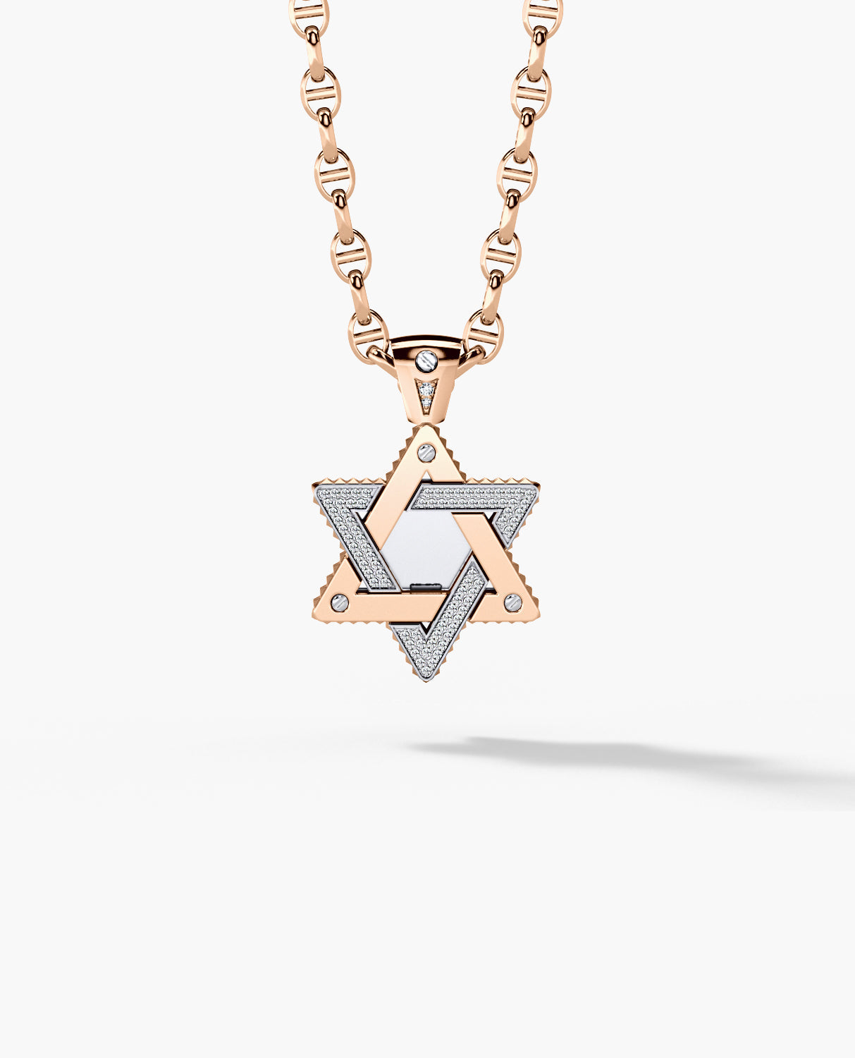 STAR OF DAVID Two-Tone Gold Pendant with 0.45ct Diamonds