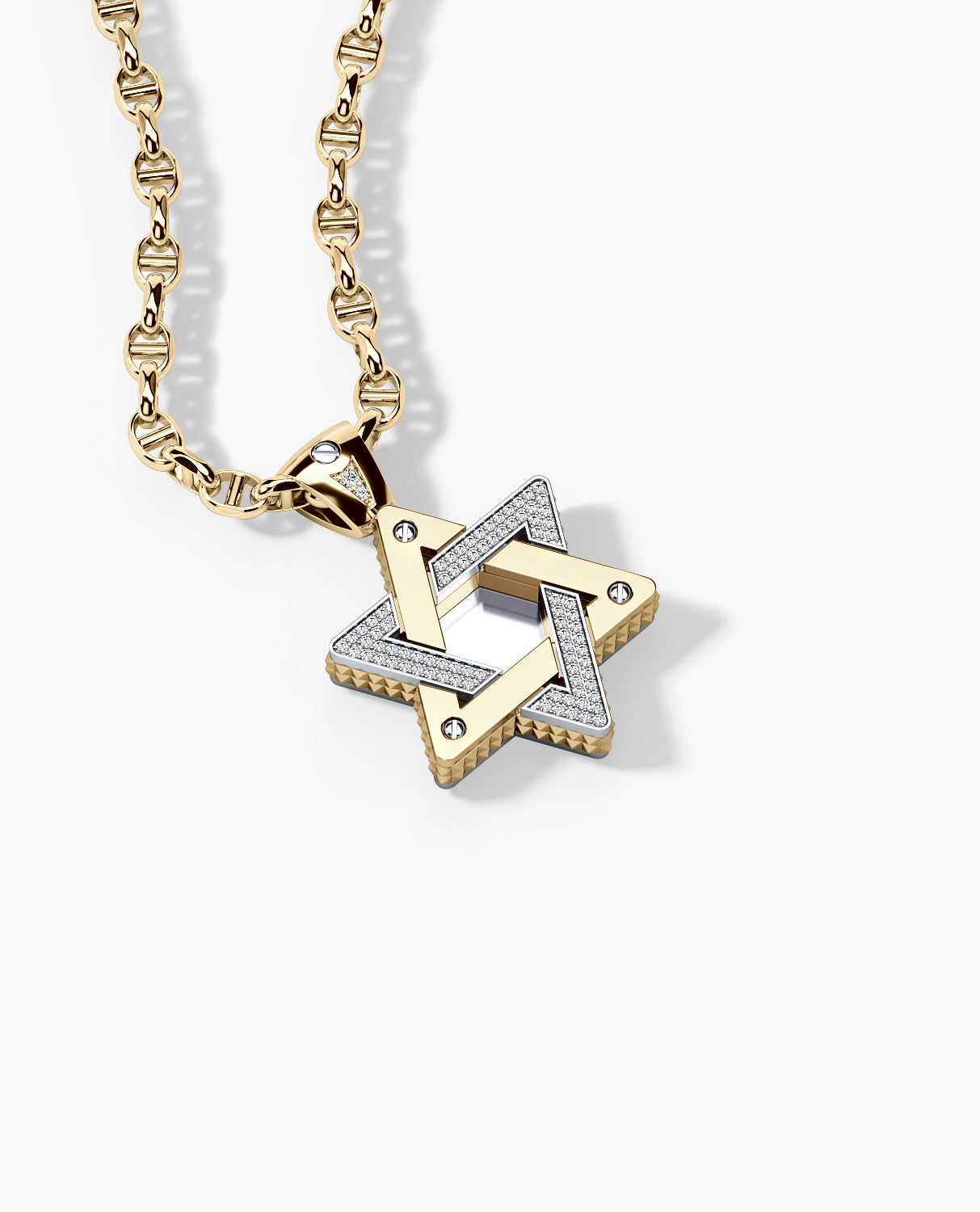 STAR OF DAVID Two-Tone Gold Pendant with 0.45ct Diamonds