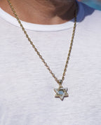 STAR OF DAVID Two-Tone Gold Pendant with 0.45ct Diamonds