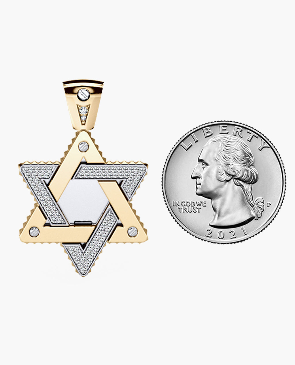 STAR OF DAVID Two-Tone Gold Pendant with 0.45ct Diamonds