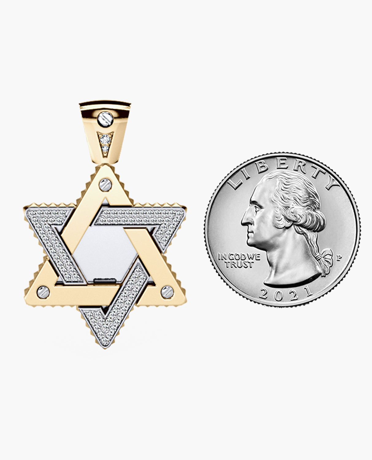 STAR OF DAVID Two-Tone Gold Pendant with 0.45ct Diamonds