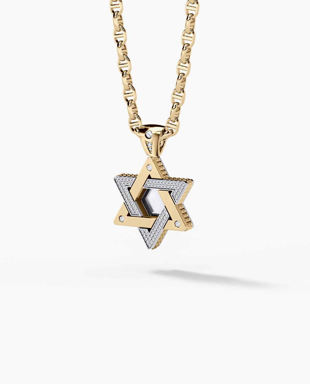 STAR OF DAVID Two-Tone Gold Pendant with 0.45ct Diamonds
