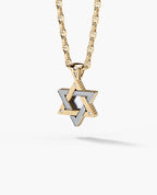 STAR OF DAVID Two-Tone Gold Pendant with 0.45ct Diamonds