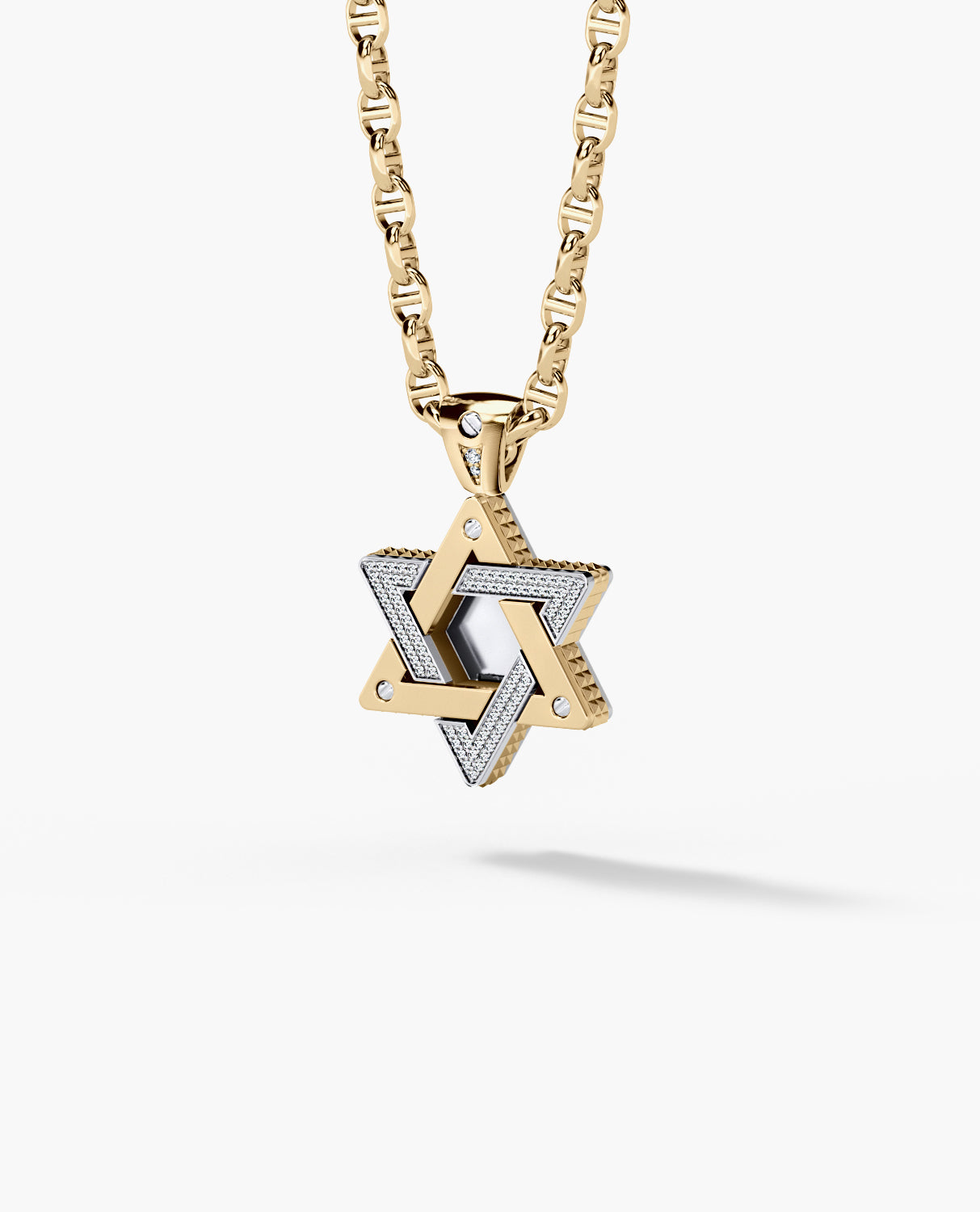 STAR OF DAVID Two-Tone Gold Pendant with 0.45ct Diamonds