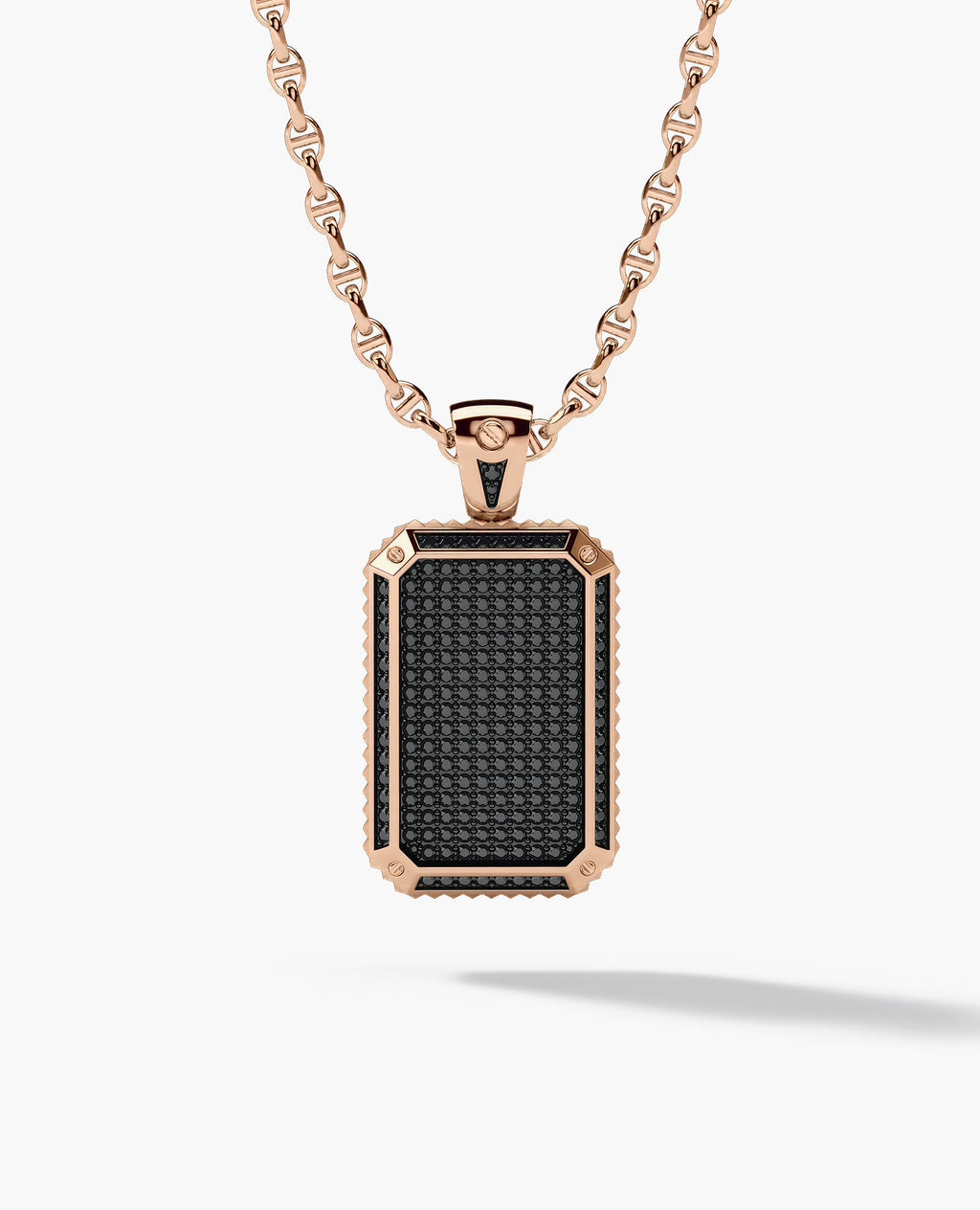 DIAMOND DOG TAG Gold Pendant with 2.10ct Black Diamonds