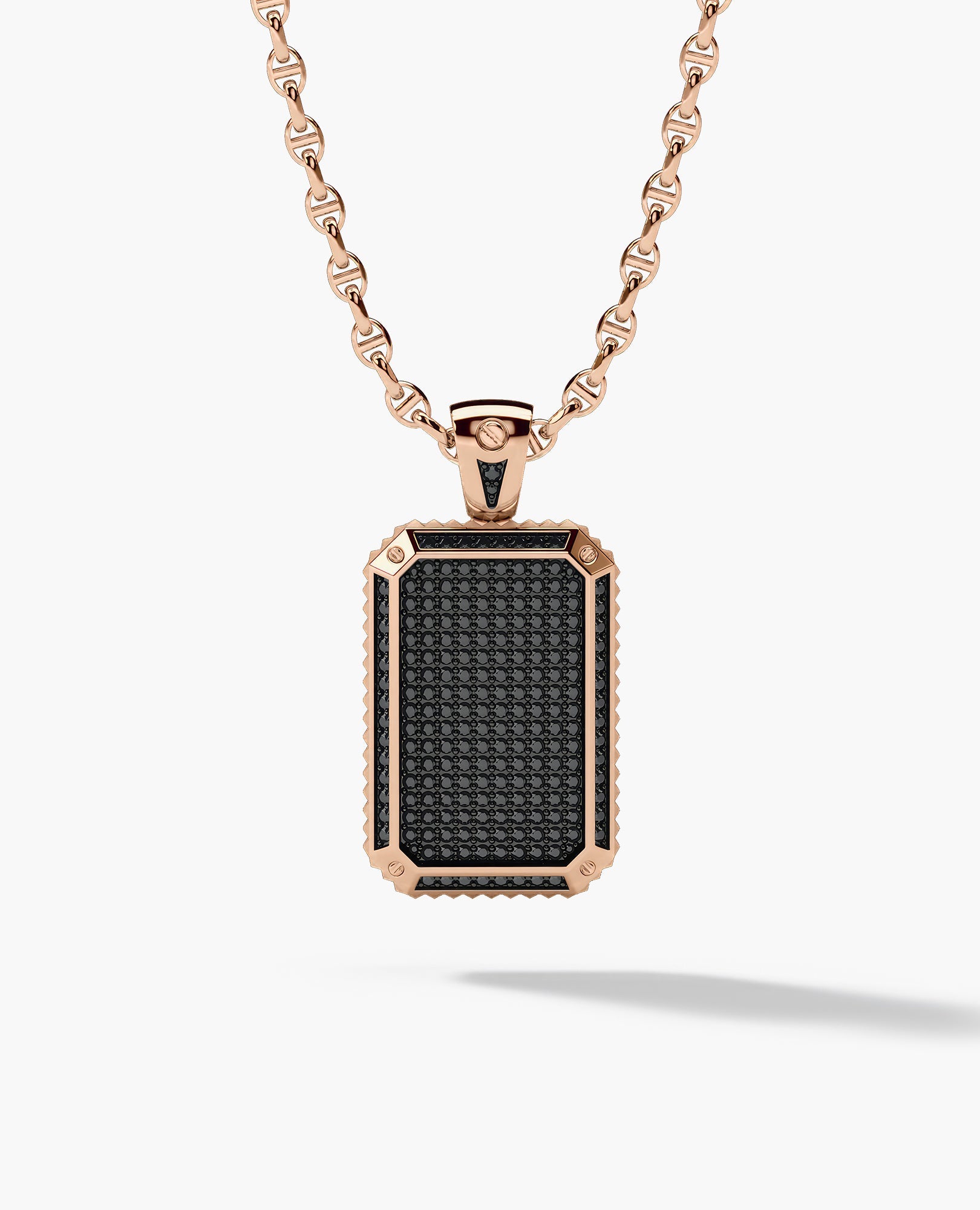 DIAMOND DOG TAG Gold Pendant with 2.10ct Black Diamonds