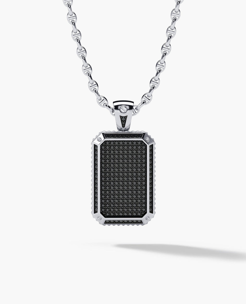 DIAMOND DOG TAG Gold Pendant with 2.10ct Black Diamonds