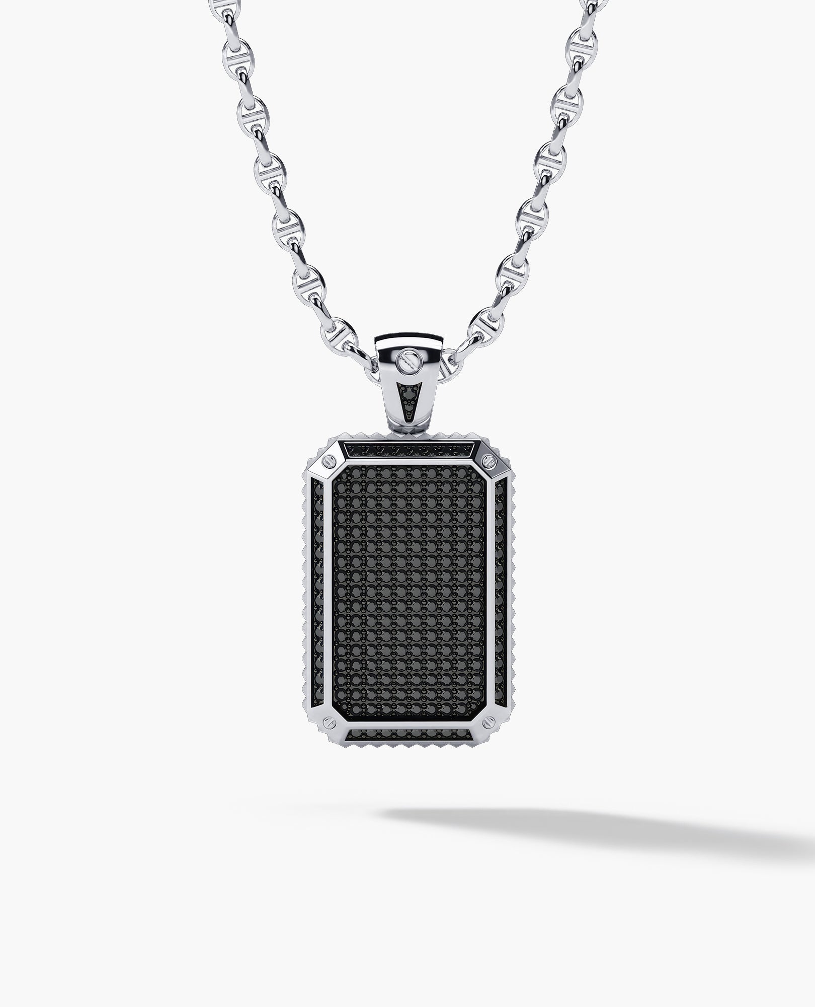 DIAMOND DOG TAG Gold Pendant with 2.10ct Black Diamonds