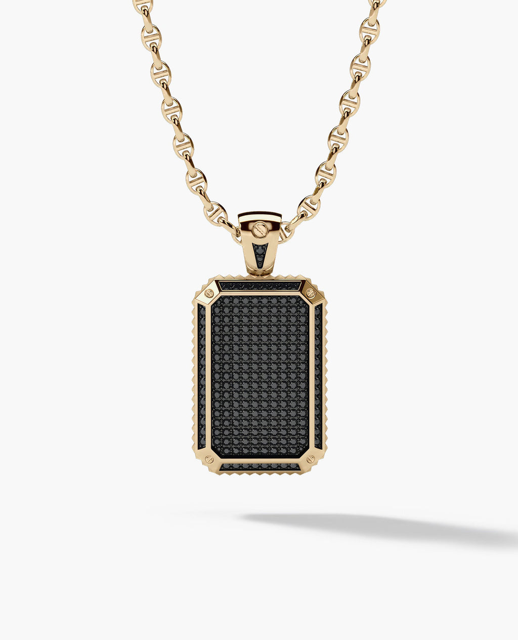 DIAMOND DOG TAG Gold Pendant with 2.10ct Black Diamonds