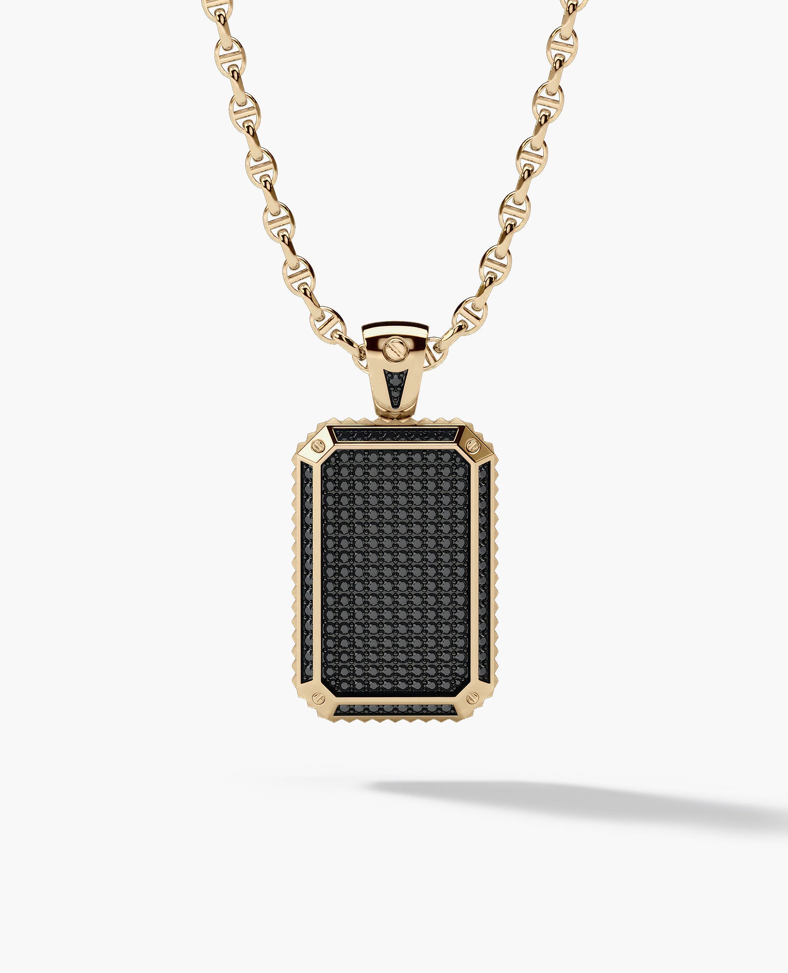 DIAMOND DOG TAG Gold Pendant with 2.10ct Black Diamonds