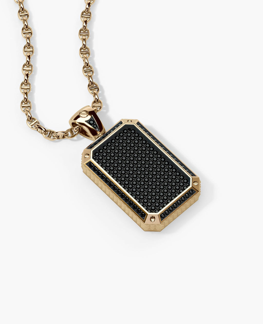 DIAMOND DOG TAG Gold Pendant with 2.10ct Black Diamonds