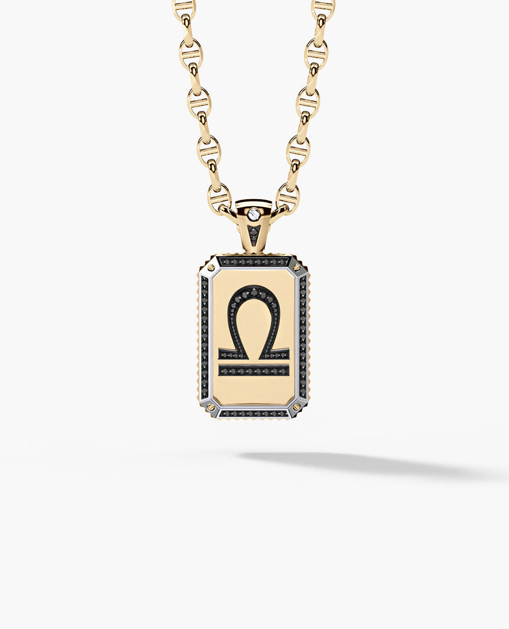 ZODIAC DOG TAG Two-Tone Pendant Gold with 0.60ct Black Diamonds