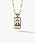 ZODIAC DOG TAG Two-Tone Pendant Gold with 0.60ct Black Diamonds