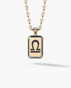ZODIAC DOG TAG Two-Tone Pendant Gold with 0.60ct Black Diamonds