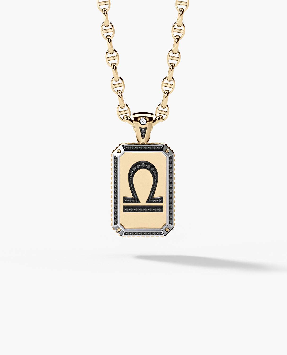 ZODIAC DOG TAG Two-Tone Pendant Gold with 0.60ct Black Diamonds