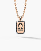 ZODIAC DOG TAG Two-Tone Pendant Gold with 0.60ct Black Diamonds