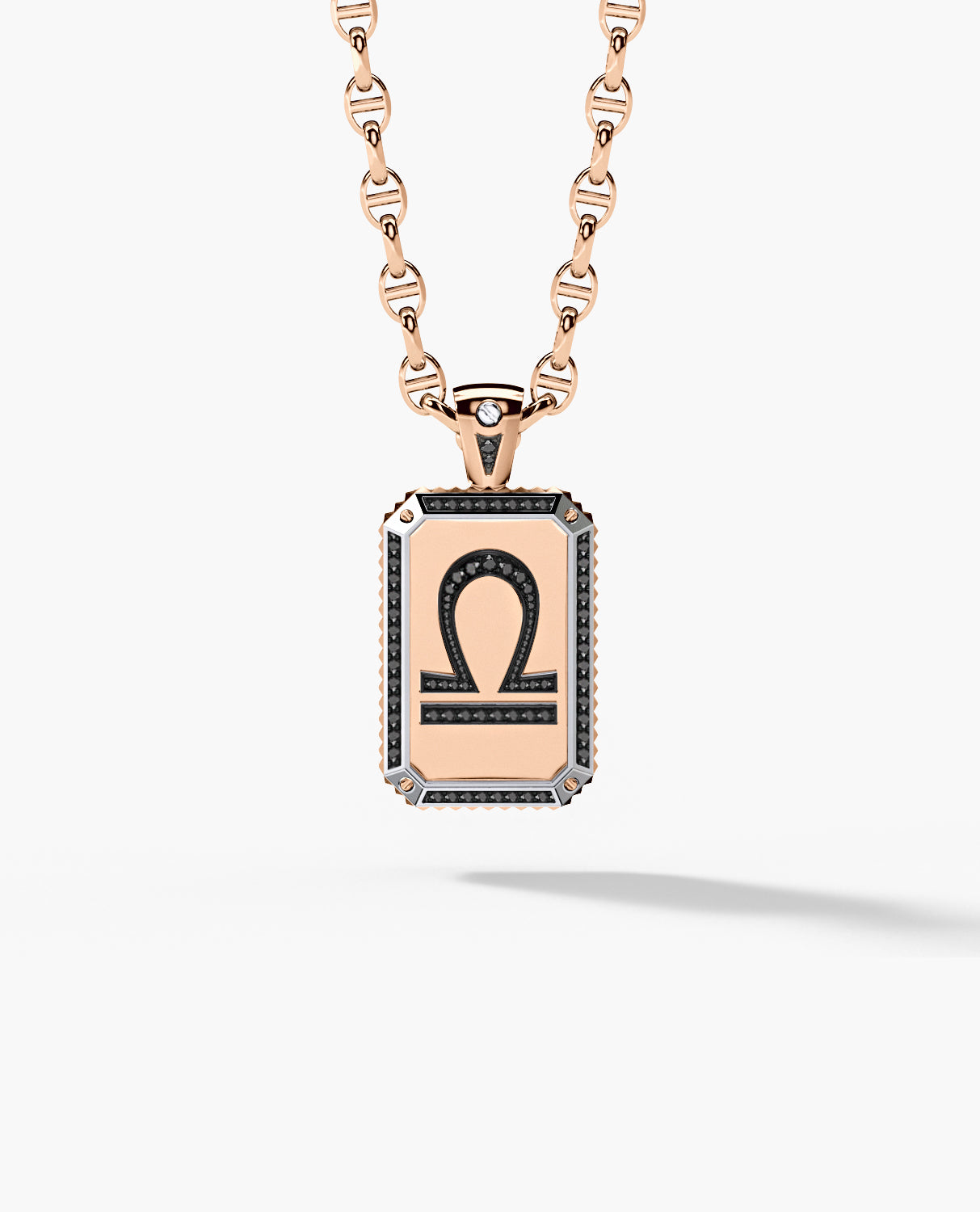 ZODIAC DOG TAG Two-Tone Pendant Gold with 0.60ct Black Diamonds