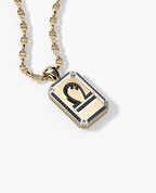 ZODIAC DOG TAG Two-Tone Pendant Gold with 0.60ct Black Diamonds