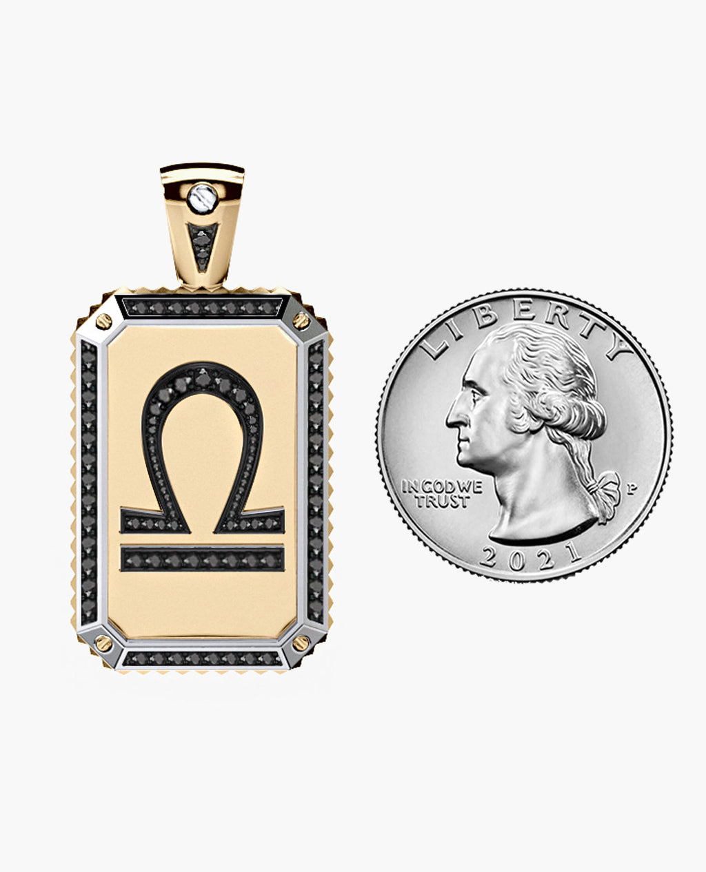 ZODIAC DOG TAG Two-Tone Pendant Gold with 0.60ct Black Diamonds