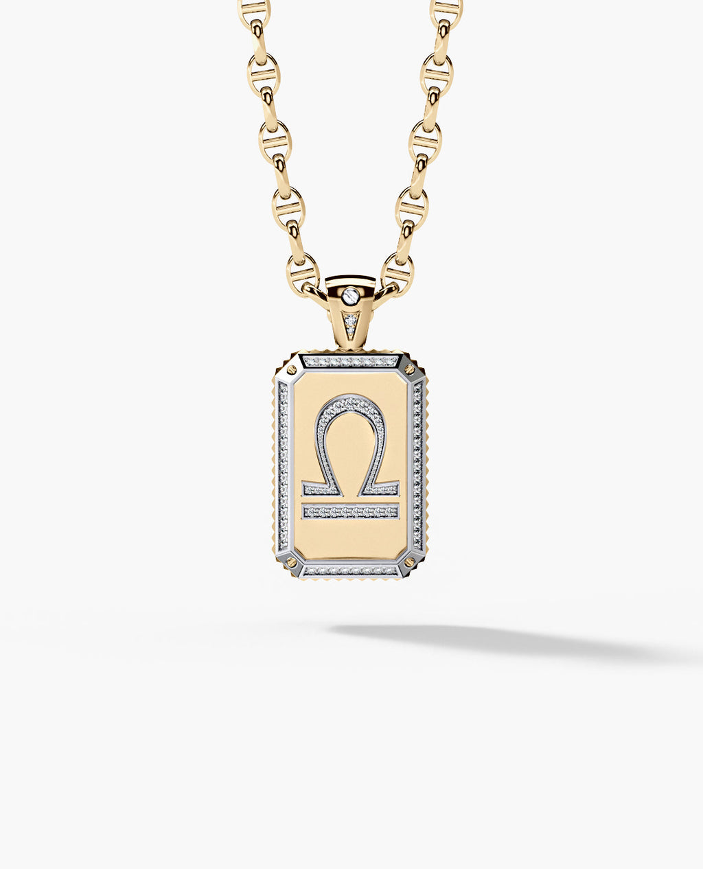 ZODIAC DOG TAG Gold Pendant with 0.60ct Diamonds
