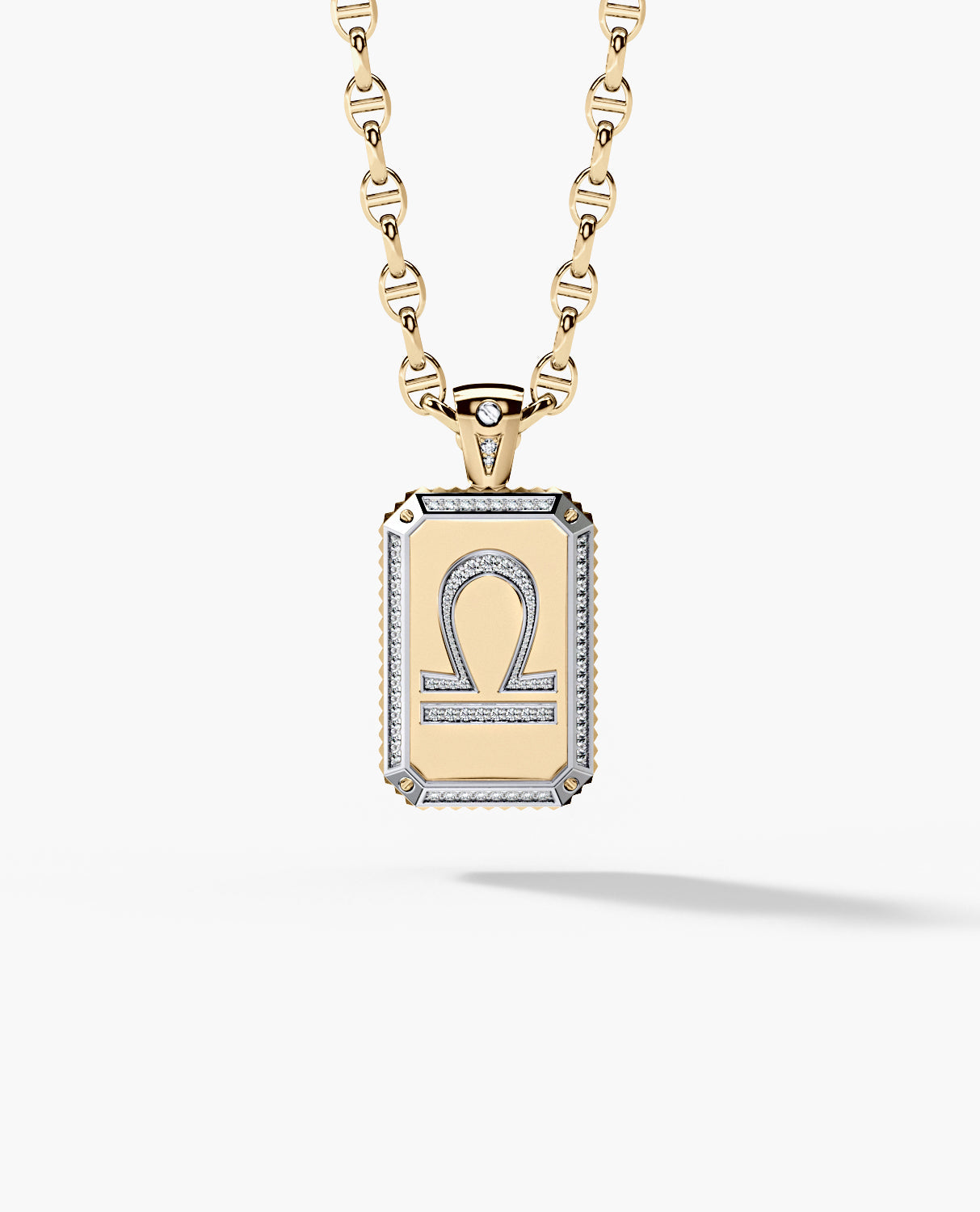 ZODIAC DOG TAG Gold Pendant with 0.60ct Diamonds