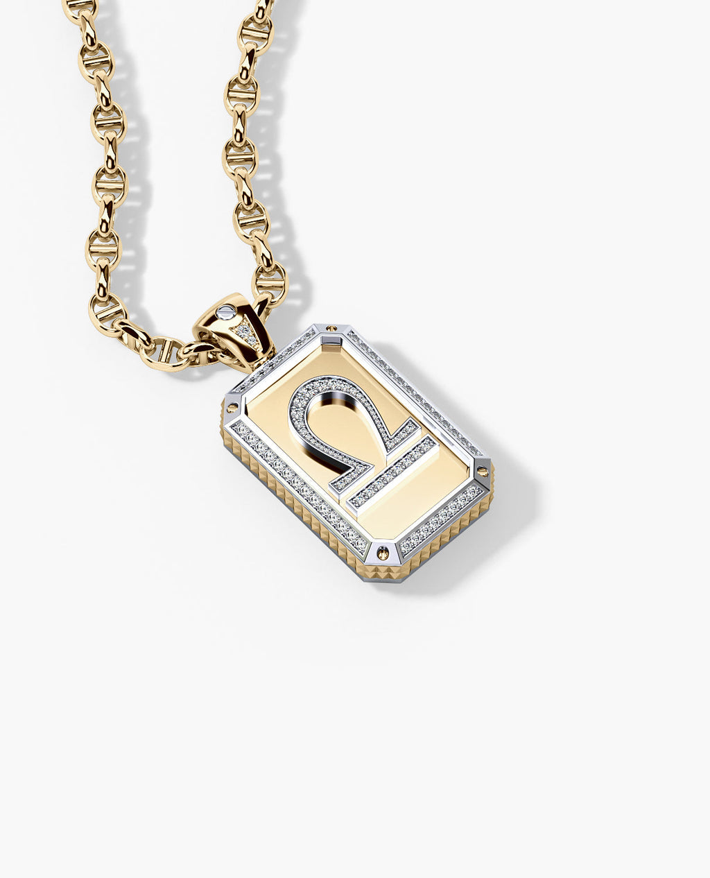 ZODIAC DOG TAG Gold Pendant with 0.60ct Diamonds