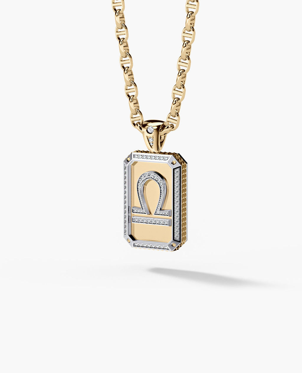 ZODIAC DOG TAG Gold Pendant with 0.60ct Diamonds