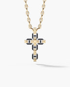 BRIGGS Cross Two-Tone Gold Pendant with 0.50ct Black Diamonds