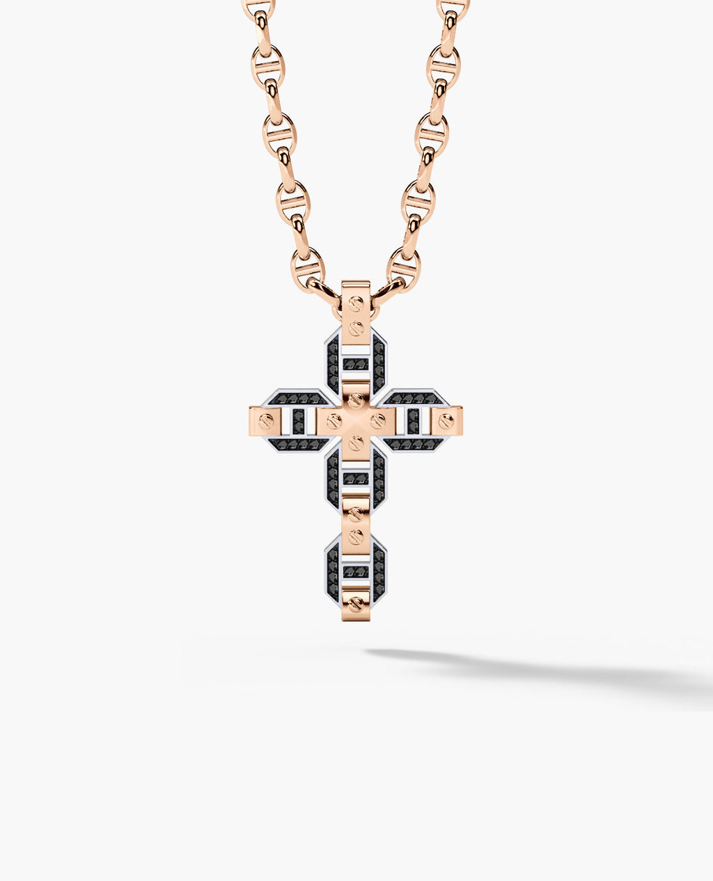 BRIGGS Cross Two-Tone Gold Pendant with 0.50ct Black Diamonds